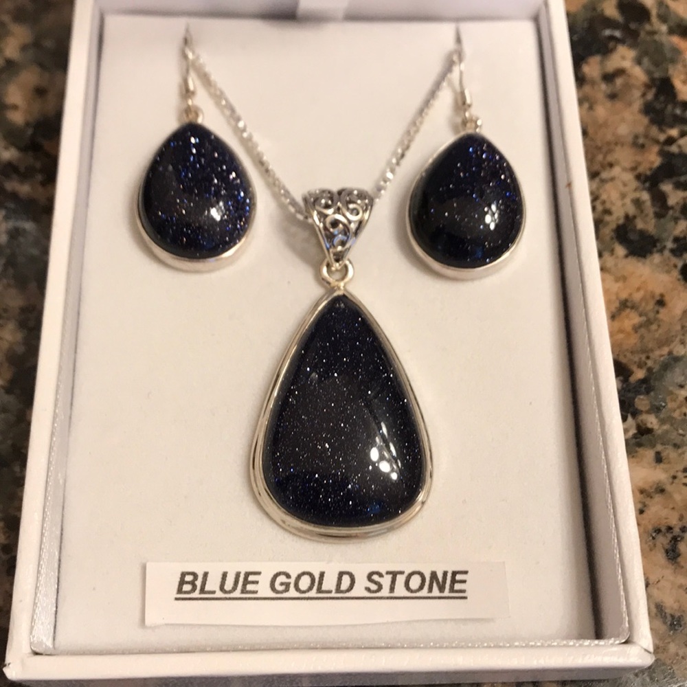 STERLING SILVER BLUE GOLDSTONE RETAIL 298.00 NWT